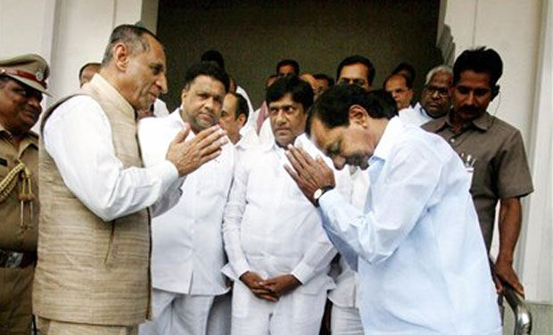 A file photo of Chief Minister K. Chandrasekhar Rao meeting Governor E.S.L. Narasimhan (Photo: PTI) A file photo of Chief Minister K. Chandrasekhar Rao meeting Governor E.S.L. Narasimhan (Photo: PTI)